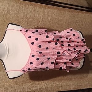 ⭐️ America Dream Pink And Black Polka-dotted Spaghetti Strap Short Shirt Medium